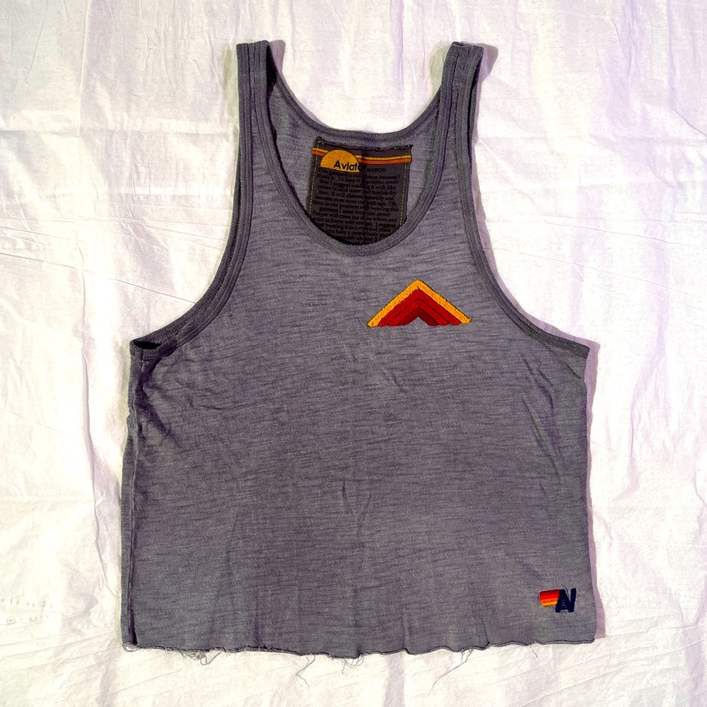 🏔 Aviator Nation Embroidered Mountain Logo Women’s Slub Tank - Adult S